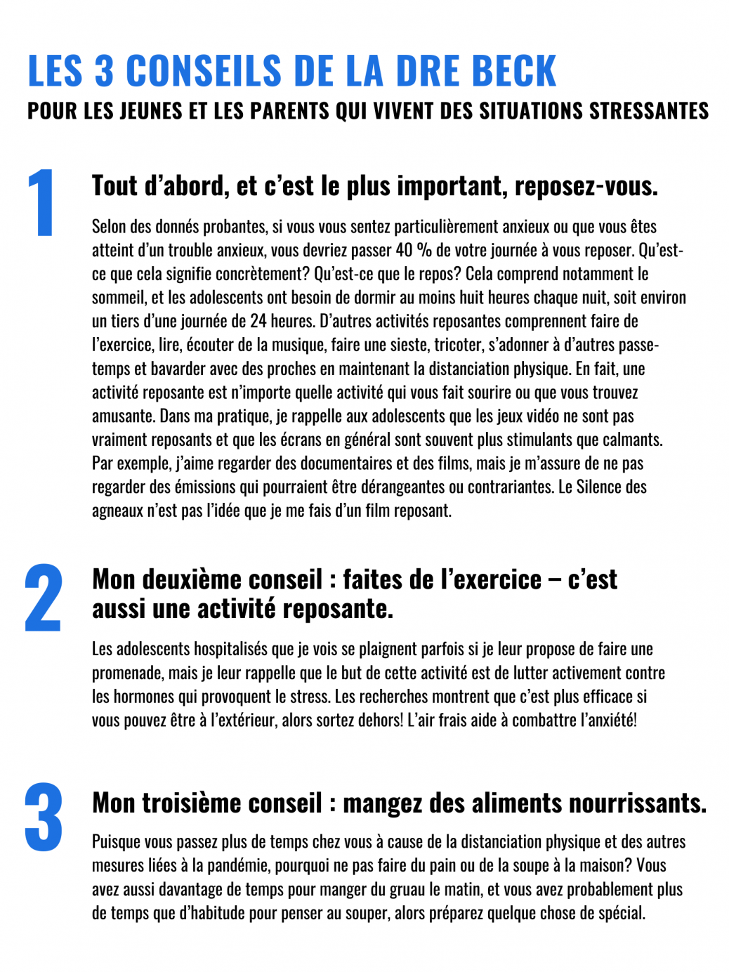 Conseils du Dre Gail Beck