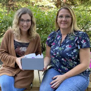 Members of a group at The Royal who crochet "pocket hugs" for others